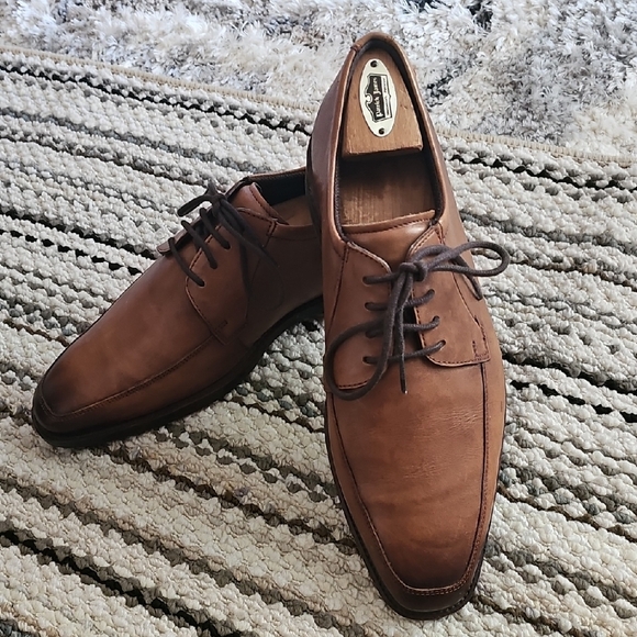 ECCO Men's Antiqued Brown Oxfords 7-7.5/41 NICE! - Picture 1 of 5